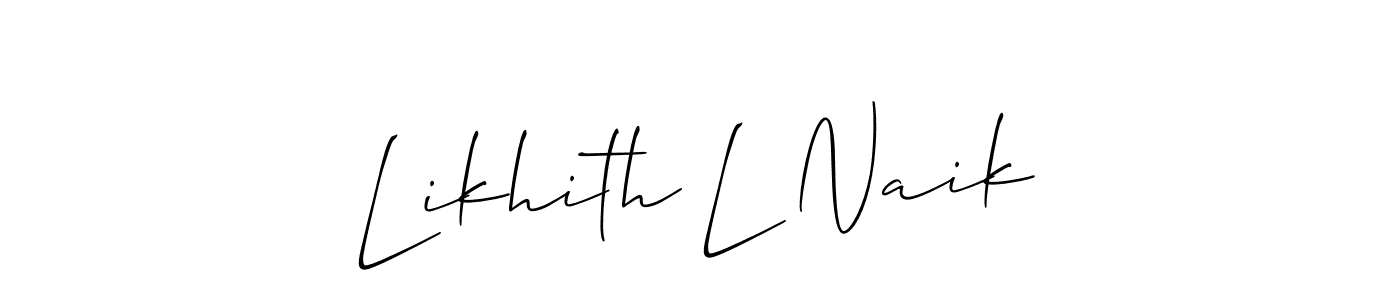 How to make Likhith L Naik signature? Allison_Script is a professional autograph style. Create handwritten signature for Likhith L Naik name. Likhith L Naik signature style 2 images and pictures png