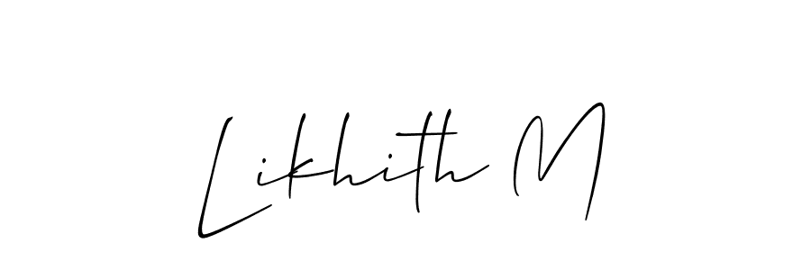 Also You can easily find your signature by using the search form. We will create Likhith M name handwritten signature images for you free of cost using Allison_Script sign style. Likhith M signature style 2 images and pictures png