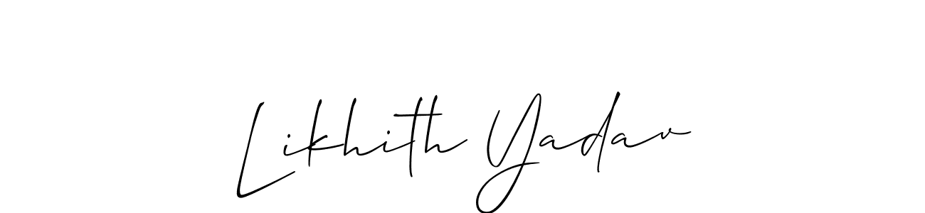 Also we have Likhith Yadav name is the best signature style. Create professional handwritten signature collection using Allison_Script autograph style. Likhith Yadav signature style 2 images and pictures png