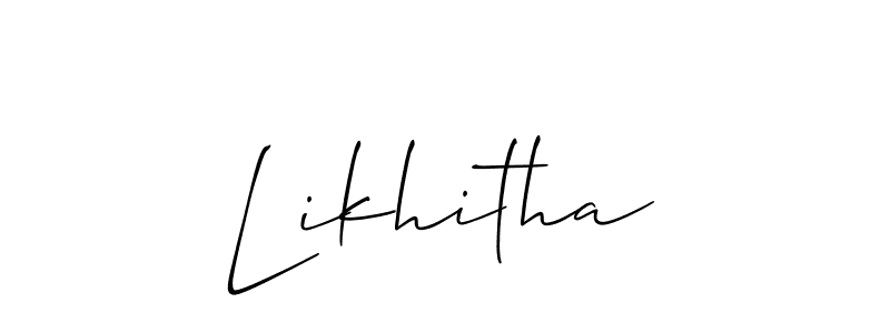 Use a signature maker to create a handwritten signature online. With this signature software, you can design (Allison_Script) your own signature for name Likhitha. Likhitha signature style 2 images and pictures png