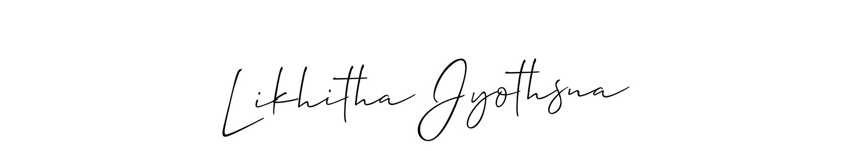 Also You can easily find your signature by using the search form. We will create Likhitha Jyothsna name handwritten signature images for you free of cost using Allison_Script sign style. Likhitha Jyothsna signature style 2 images and pictures png
