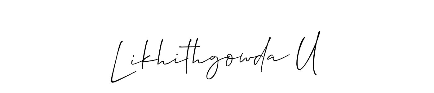 Also You can easily find your signature by using the search form. We will create Likhithgowda U name handwritten signature images for you free of cost using Allison_Script sign style. Likhithgowda U signature style 2 images and pictures png