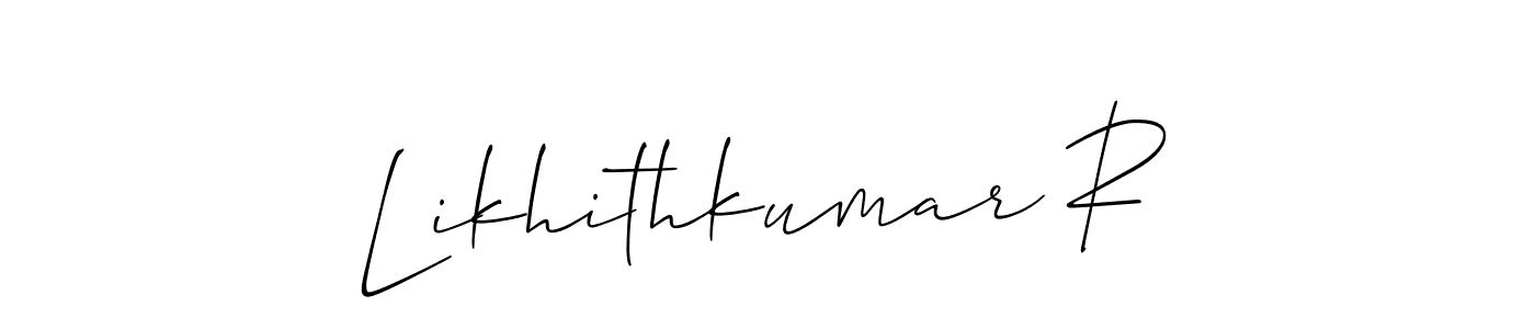 Make a short Likhithkumar R signature style. Manage your documents anywhere anytime using Allison_Script. Create and add eSignatures, submit forms, share and send files easily. Likhithkumar R signature style 2 images and pictures png