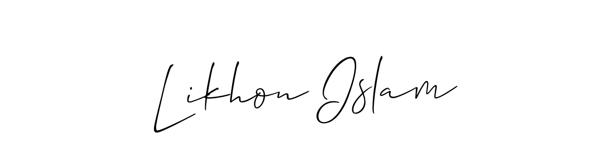 It looks lik you need a new signature style for name Likhon Islam. Design unique handwritten (Allison_Script) signature with our free signature maker in just a few clicks. Likhon Islam signature style 2 images and pictures png