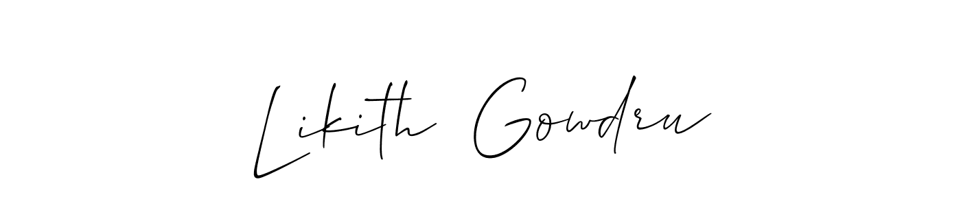 if you are searching for the best signature style for your name Likith  Gowdru. so please give up your signature search. here we have designed multiple signature styles  using Allison_Script. Likith  Gowdru signature style 2 images and pictures png