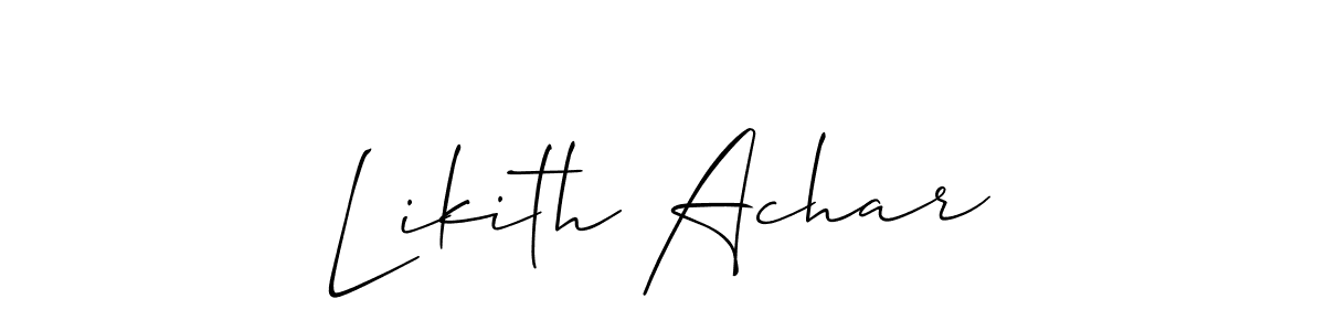 if you are searching for the best signature style for your name Likith Achar. so please give up your signature search. here we have designed multiple signature styles  using Allison_Script. Likith Achar signature style 2 images and pictures png