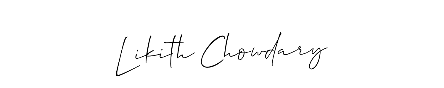 This is the best signature style for the Likith Chowdary name. Also you like these signature font (Allison_Script). Mix name signature. Likith Chowdary signature style 2 images and pictures png