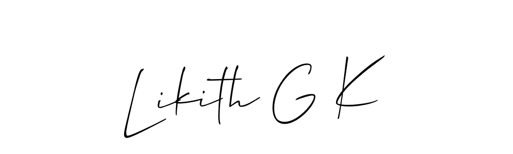 Similarly Allison_Script is the best handwritten signature design. Signature creator online .You can use it as an online autograph creator for name Likith G K. Likith G K signature style 2 images and pictures png