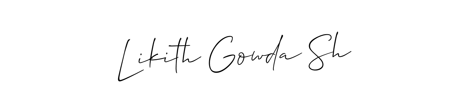 The best way (Allison_Script) to make a short signature is to pick only two or three words in your name. The name Likith Gowda Sh include a total of six letters. For converting this name. Likith Gowda Sh signature style 2 images and pictures png