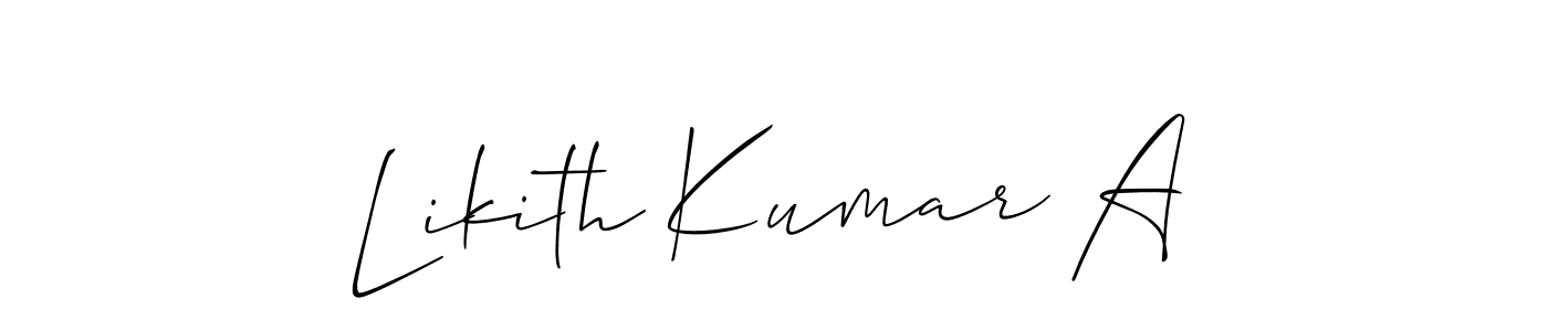 Similarly Allison_Script is the best handwritten signature design. Signature creator online .You can use it as an online autograph creator for name Likith Kumar A. Likith Kumar A signature style 2 images and pictures png