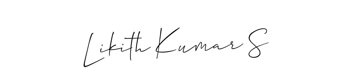 This is the best signature style for the Likith Kumar S name. Also you like these signature font (Allison_Script). Mix name signature. Likith Kumar S signature style 2 images and pictures png