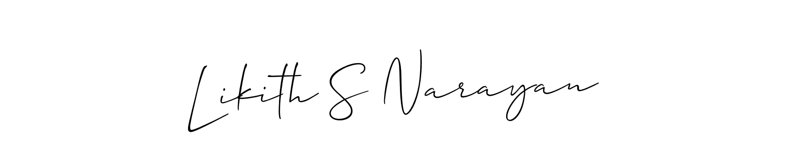 How to make Likith S Narayan signature? Allison_Script is a professional autograph style. Create handwritten signature for Likith S Narayan name. Likith S Narayan signature style 2 images and pictures png