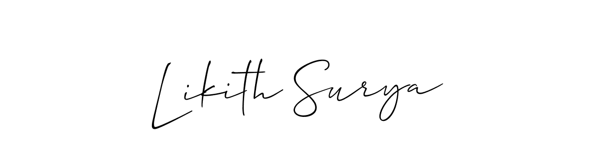 Use a signature maker to create a handwritten signature online. With this signature software, you can design (Allison_Script) your own signature for name Likith Surya. Likith Surya signature style 2 images and pictures png