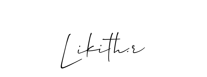 Allison_Script is a professional signature style that is perfect for those who want to add a touch of class to their signature. It is also a great choice for those who want to make their signature more unique. Get Likith.r name to fancy signature for free. Likith.r signature style 2 images and pictures png