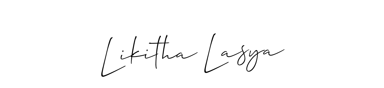 Allison_Script is a professional signature style that is perfect for those who want to add a touch of class to their signature. It is also a great choice for those who want to make their signature more unique. Get Likitha Lasya name to fancy signature for free. Likitha Lasya signature style 2 images and pictures png