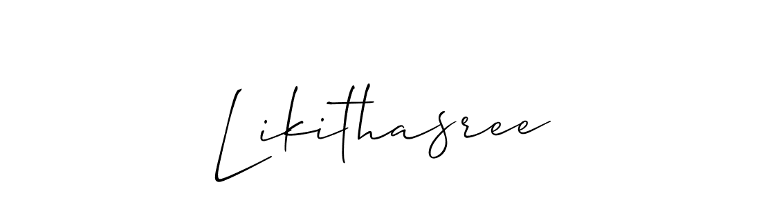 Also we have Likithasree name is the best signature style. Create professional handwritten signature collection using Allison_Script autograph style. Likithasree signature style 2 images and pictures png