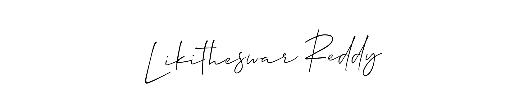 Also You can easily find your signature by using the search form. We will create Likitheswar Reddy name handwritten signature images for you free of cost using Allison_Script sign style. Likitheswar Reddy signature style 2 images and pictures png