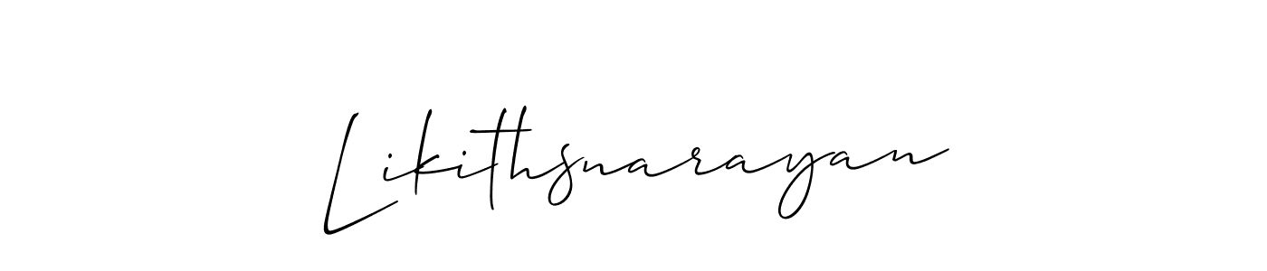 Also we have Likithsnarayan name is the best signature style. Create professional handwritten signature collection using Allison_Script autograph style. Likithsnarayan signature style 2 images and pictures png