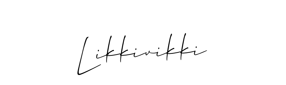 Allison_Script is a professional signature style that is perfect for those who want to add a touch of class to their signature. It is also a great choice for those who want to make their signature more unique. Get Likkivikki name to fancy signature for free. Likkivikki signature style 2 images and pictures png