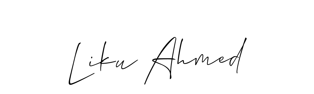 Use a signature maker to create a handwritten signature online. With this signature software, you can design (Allison_Script) your own signature for name Liku Ahmed. Liku Ahmed signature style 2 images and pictures png
