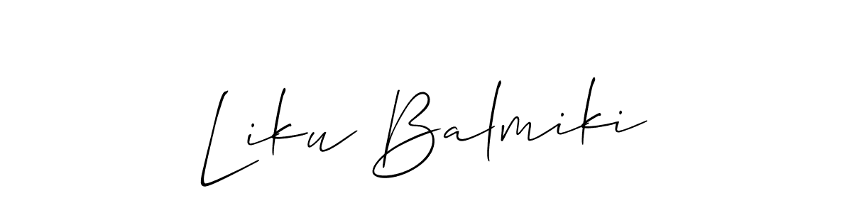 Allison_Script is a professional signature style that is perfect for those who want to add a touch of class to their signature. It is also a great choice for those who want to make their signature more unique. Get Liku Balmiki name to fancy signature for free. Liku Balmiki signature style 2 images and pictures png