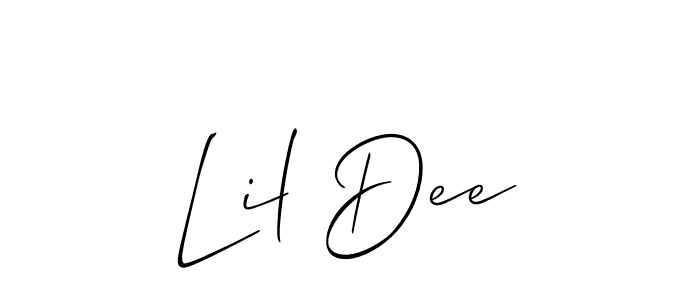 Also You can easily find your signature by using the search form. We will create Lil Dee name handwritten signature images for you free of cost using Allison_Script sign style. Lil Dee signature style 2 images and pictures png