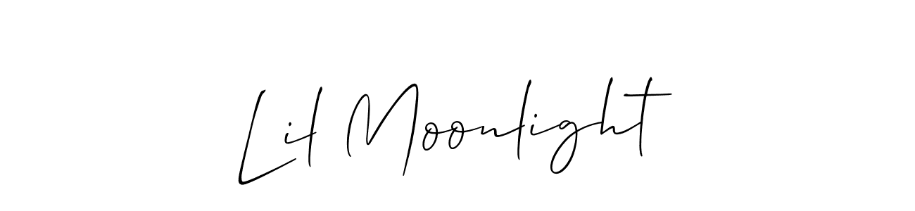 Make a short Lil Moonlight signature style. Manage your documents anywhere anytime using Allison_Script. Create and add eSignatures, submit forms, share and send files easily. Lil Moonlight signature style 2 images and pictures png