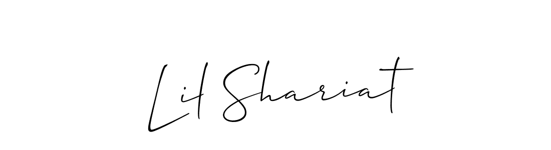 The best way (Allison_Script) to make a short signature is to pick only two or three words in your name. The name Lil Shariat include a total of six letters. For converting this name. Lil Shariat signature style 2 images and pictures png