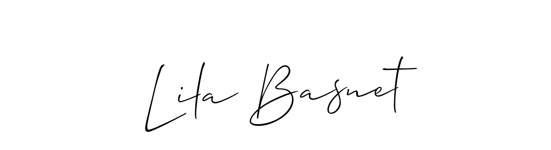 How to make Lila Basnet name signature. Use Allison_Script style for creating short signs online. This is the latest handwritten sign. Lila Basnet signature style 2 images and pictures png