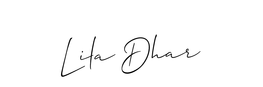 How to make Lila Dhar name signature. Use Allison_Script style for creating short signs online. This is the latest handwritten sign. Lila Dhar signature style 2 images and pictures png