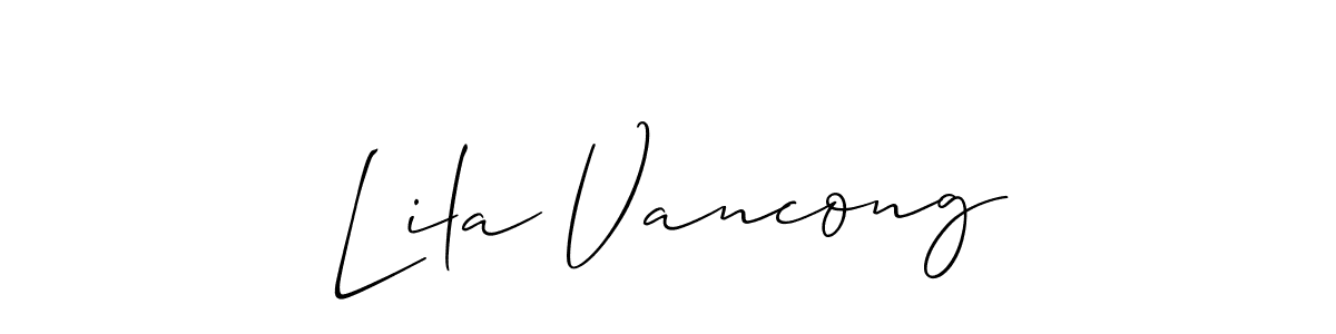 Lila Vancong stylish signature style. Best Handwritten Sign (Allison_Script) for my name. Handwritten Signature Collection Ideas for my name Lila Vancong. Lila Vancong signature style 2 images and pictures png