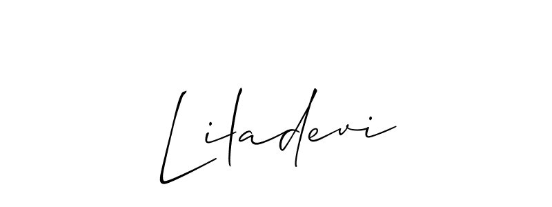 if you are searching for the best signature style for your name Liladevi. so please give up your signature search. here we have designed multiple signature styles  using Allison_Script. Liladevi signature style 2 images and pictures png