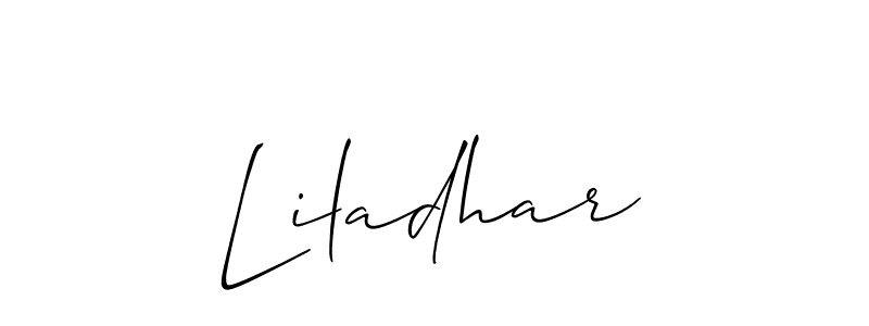 Also You can easily find your signature by using the search form. We will create Liladhar name handwritten signature images for you free of cost using Allison_Script sign style. Liladhar signature style 2 images and pictures png