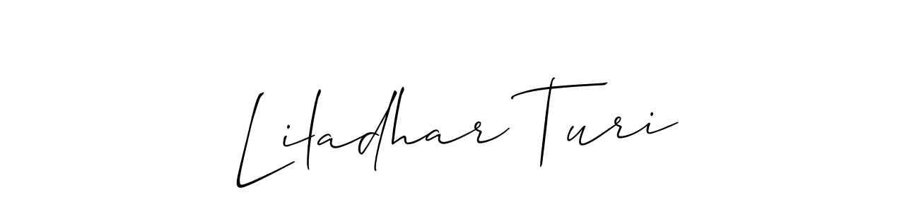 Similarly Allison_Script is the best handwritten signature design. Signature creator online .You can use it as an online autograph creator for name Liladhar Turi. Liladhar Turi signature style 2 images and pictures png