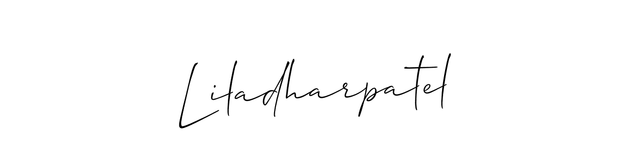 This is the best signature style for the Liladharpatel name. Also you like these signature font (Allison_Script). Mix name signature. Liladharpatel signature style 2 images and pictures png