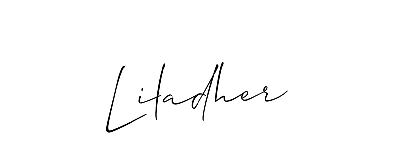 if you are searching for the best signature style for your name Liladher. so please give up your signature search. here we have designed multiple signature styles  using Allison_Script. Liladher signature style 2 images and pictures png