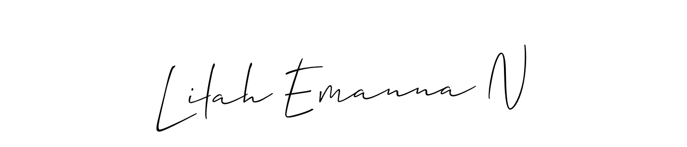 Use a signature maker to create a handwritten signature online. With this signature software, you can design (Allison_Script) your own signature for name Lilah Emanna N. Lilah Emanna N signature style 2 images and pictures png