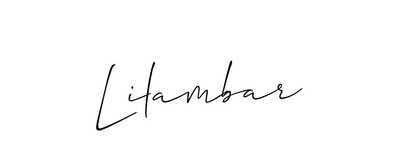 Design your own signature with our free online signature maker. With this signature software, you can create a handwritten (Allison_Script) signature for name Lilambar. Lilambar signature style 2 images and pictures png