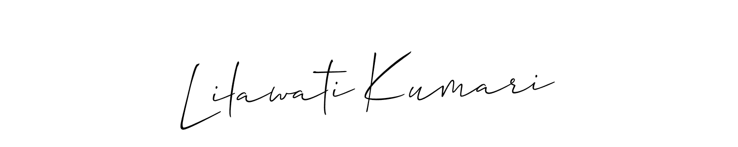 The best way (Allison_Script) to make a short signature is to pick only two or three words in your name. The name Lilawati Kumari include a total of six letters. For converting this name. Lilawati Kumari signature style 2 images and pictures png