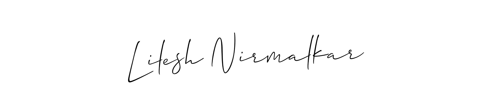 if you are searching for the best signature style for your name Lilesh Nirmalkar. so please give up your signature search. here we have designed multiple signature styles  using Allison_Script. Lilesh Nirmalkar signature style 2 images and pictures png