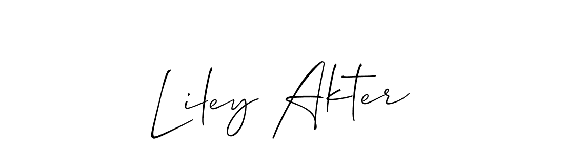 if you are searching for the best signature style for your name Liley Akter. so please give up your signature search. here we have designed multiple signature styles  using Allison_Script. Liley Akter signature style 2 images and pictures png