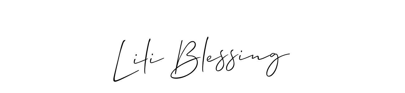 The best way (Allison_Script) to make a short signature is to pick only two or three words in your name. The name Lili Blessing include a total of six letters. For converting this name. Lili Blessing signature style 2 images and pictures png