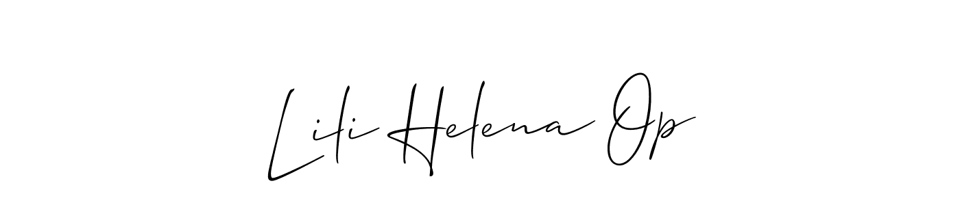Also we have Lili Helena Op name is the best signature style. Create professional handwritten signature collection using Allison_Script autograph style. Lili Helena Op signature style 2 images and pictures png