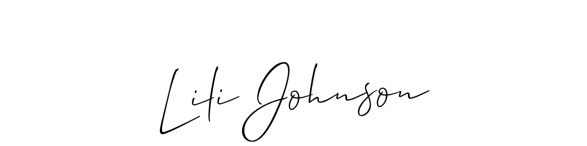 Make a beautiful signature design for name Lili Johnson. With this signature (Allison_Script) style, you can create a handwritten signature for free. Lili Johnson signature style 2 images and pictures png