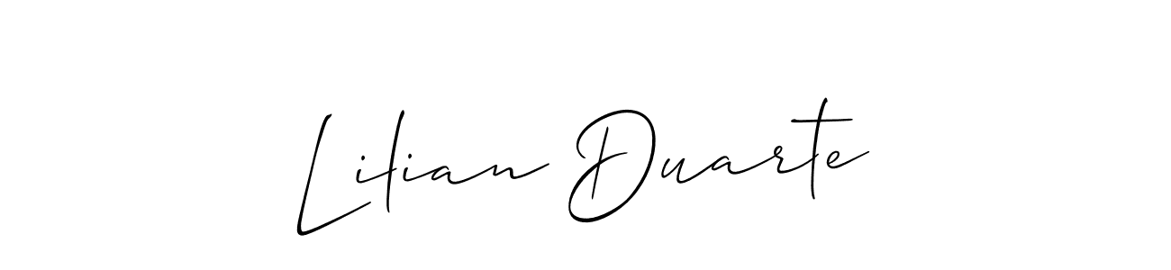 It looks lik you need a new signature style for name Lilian Duarte. Design unique handwritten (Allison_Script) signature with our free signature maker in just a few clicks. Lilian Duarte signature style 2 images and pictures png