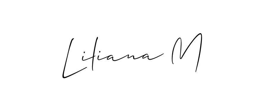 How to make Liliana M name signature. Use Allison_Script style for creating short signs online. This is the latest handwritten sign. Liliana M signature style 2 images and pictures png