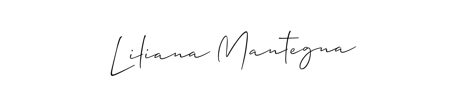 if you are searching for the best signature style for your name Liliana Mantegna. so please give up your signature search. here we have designed multiple signature styles  using Allison_Script. Liliana Mantegna signature style 2 images and pictures png