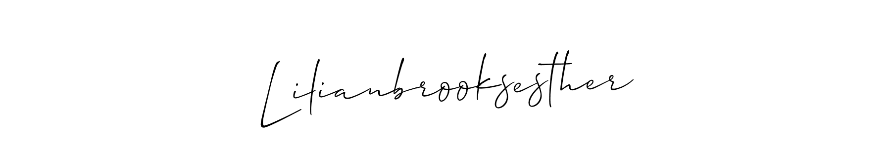 if you are searching for the best signature style for your name Lilianbrooksesther. so please give up your signature search. here we have designed multiple signature styles  using Allison_Script. Lilianbrooksesther signature style 2 images and pictures png