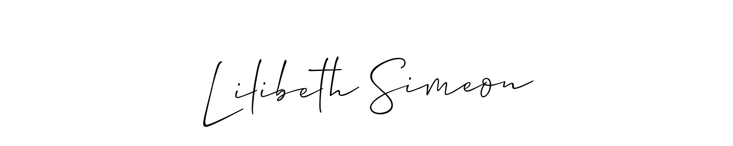 The best way (Allison_Script) to make a short signature is to pick only two or three words in your name. The name Lilibeth Simeon include a total of six letters. For converting this name. Lilibeth Simeon signature style 2 images and pictures png