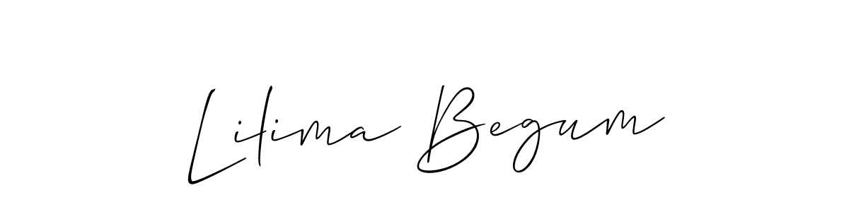It looks lik you need a new signature style for name Lilima Begum. Design unique handwritten (Allison_Script) signature with our free signature maker in just a few clicks. Lilima Begum signature style 2 images and pictures png